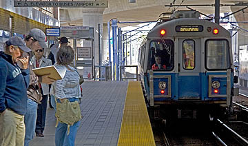 BOSTON AREA TRAIN APPROACHES STATION