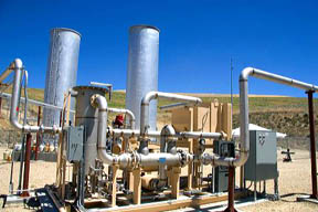 Methane gas recovery equipment generates electricity at a sanitary land fill in Boise, Idaho. trash, landfill, land fill, methane, gas, generator, power, electricity, energy, sanitary land fill, methane gas