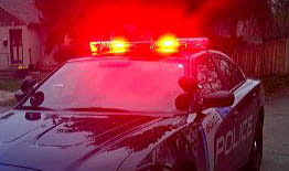 Police car responding to an emergency in Boise, Idaho, USA.